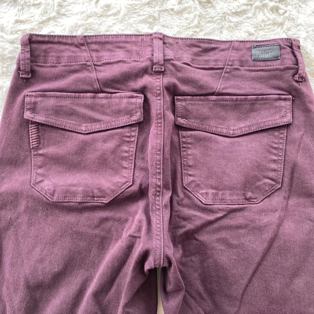 PAIGE Mayslie Jogger Pants Women 28 Maroon Utility Cargo Ankle Zip Stretch